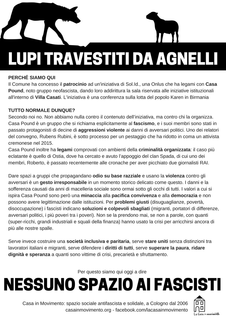 volantino no fascisti a cologno